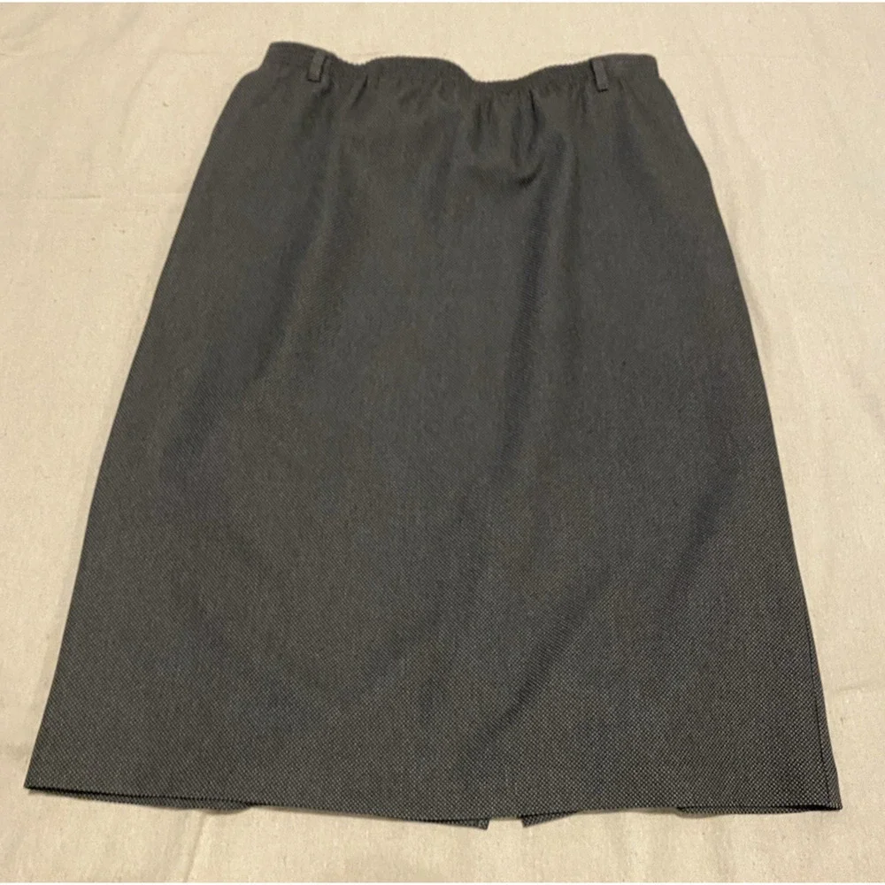 Vtg Alfred Dunner Womens 2pc Houndstooth Suit Size 16 Gray Jacket-Skirt Office